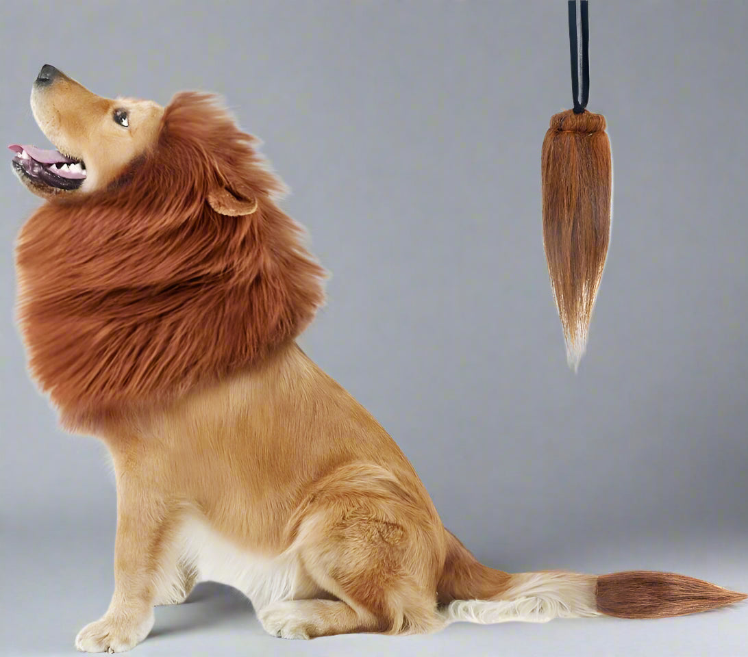 Lion Mane for Dog Costumes, Dog Lion Mane, Realistic Lion Wig for Medium to Large Sized Dogs, Large Dog Halloween Costumes, Lion Mane for Dog, Halloween Costumes for Dogs (Dark Brown)