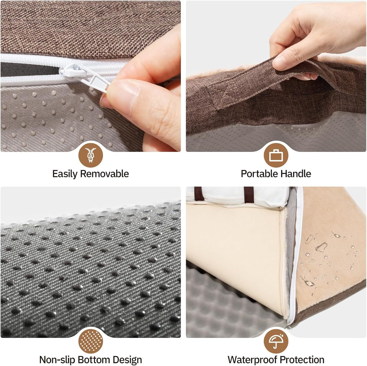 Orthopedic Dog Bed - Medium Dog Couch with Egg Foam Support, Waterproof Removable Cover, Head Support Bolster & Soft Velvet Surface