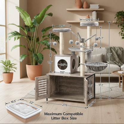 Burslem 52'' Cat Tree with Litter Box Enclosure