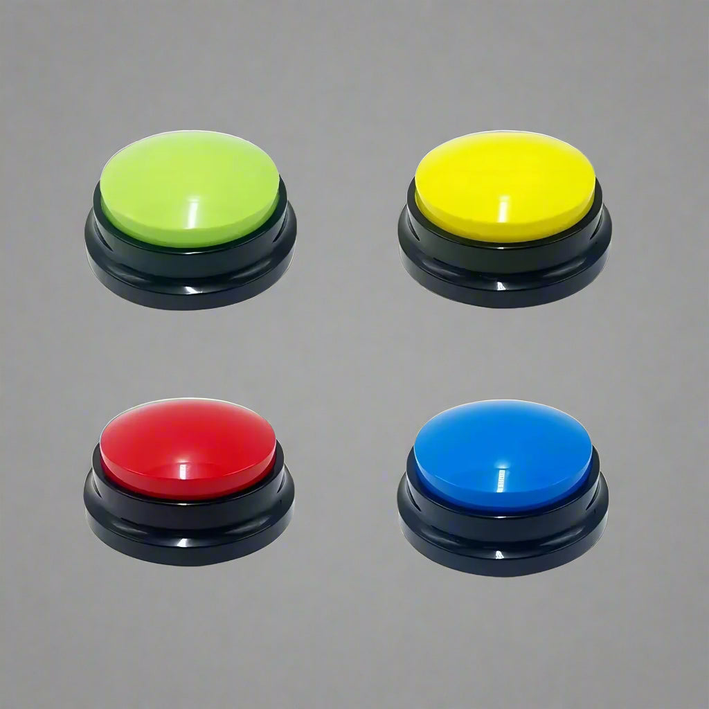4 Pet Training Buttons of different colors