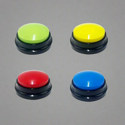 4 Pet Training Buttons of different colors