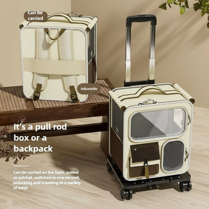 Cat Bag Going Out Portable Cat Backpack Pet Trolley Bag Backpack Multi-Cat Jewelry Dog Large Capacity Suitcase