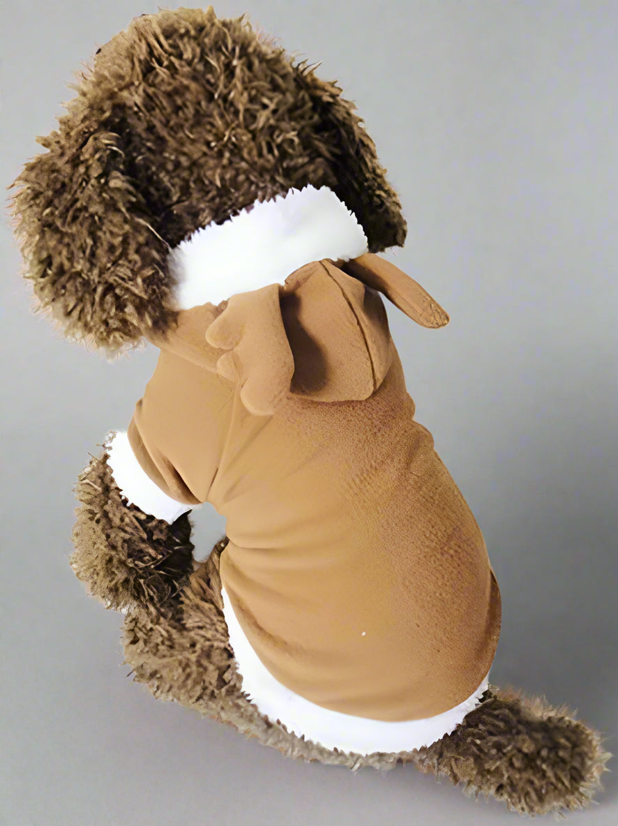 Dog Cat Christmas Reindeer Costume, Funny Pet Elk Cosplay Dress, Puppy Fleece Outfits Warm Hoodie Xmas Apparel Clothes (M Size)