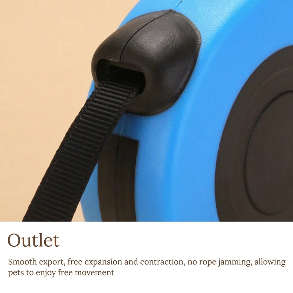 Close-up of a blue pet toy with a black strap and outlet feature on a white background.