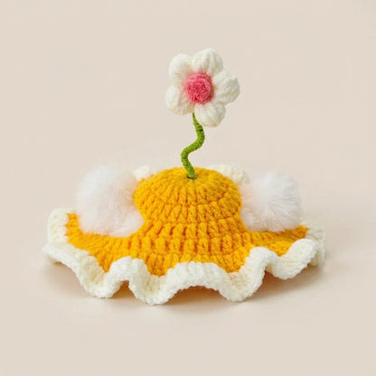 Decoration Cute Flower Cat Hat Funny Cospaly Headgear Cute Pet Hat Kittens Knitted Hat Pet Headgear Puppy Pet Cap Pet