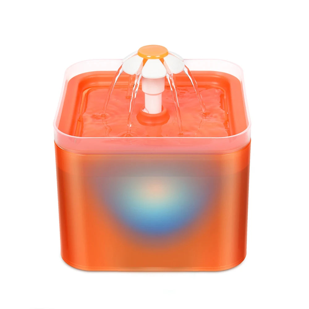 2L Automatic Cats and Dogs Water Fountain with LED Lighting USB Pet Water Dispenser with Recirculate Filtring for Pet Feeder