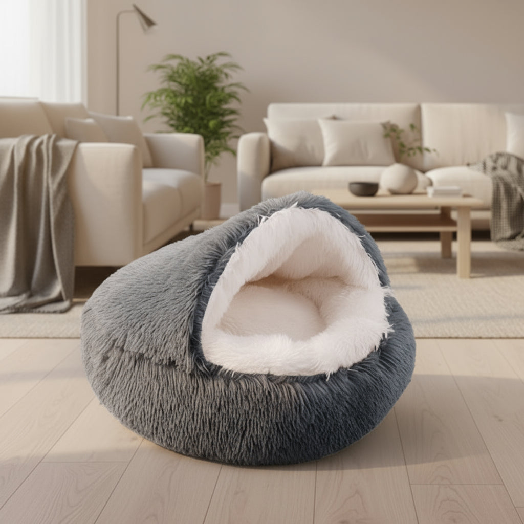 Plush Pet Cat Bed round Cat Cushion Cat House 2 in 1 Warm Cat Basket Pet Sleep Bag Cat Nest Kennel for Small Dog Cat Dog Bed