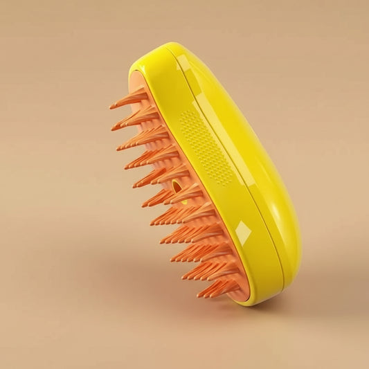 Yellow scalp massager on a yellow background