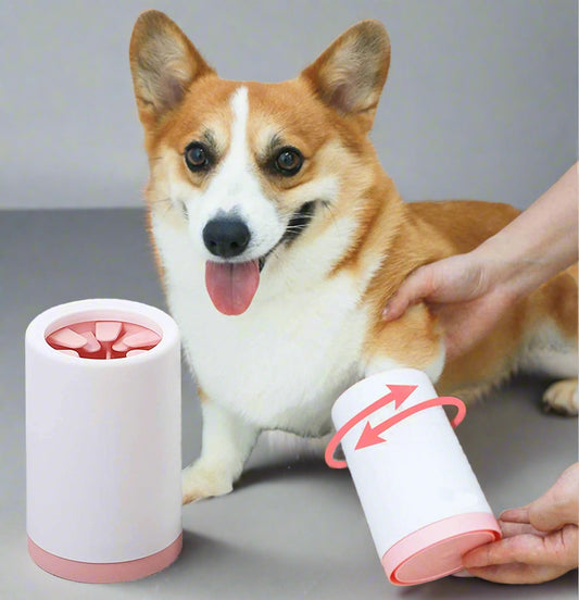 Portable Foot Washer Cup for Small, Medium Dogs and Cats - Muddy Paw Cleaner, Pink L