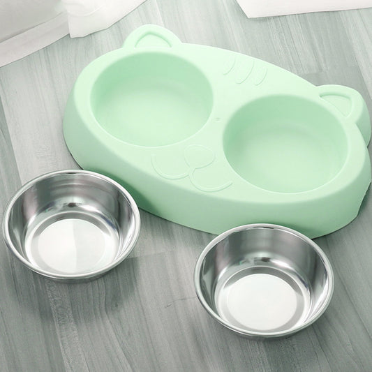 Double Bowls Set | Raised Feeding Station for Dogs & Cats