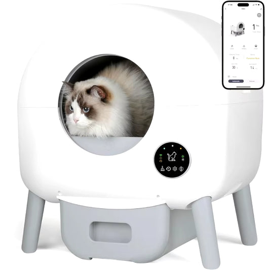 76L Smart Automatic Self Cleaning Litter Box Large Space Sandbox for Cat Fully Enclosed Litter Box with APP Control Pet Toilet