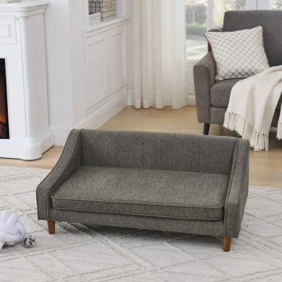 Durable Elevated Dog Sofa Bed - Pet Sofa with Modern Irregular Armrest Design, Comfortable Soft Dog Sofa - Beige