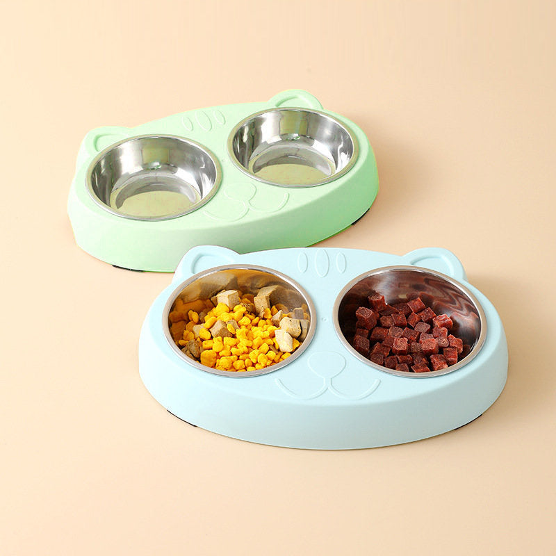Double Bowls Set | Raised Feeding Station for Dogs & Cats