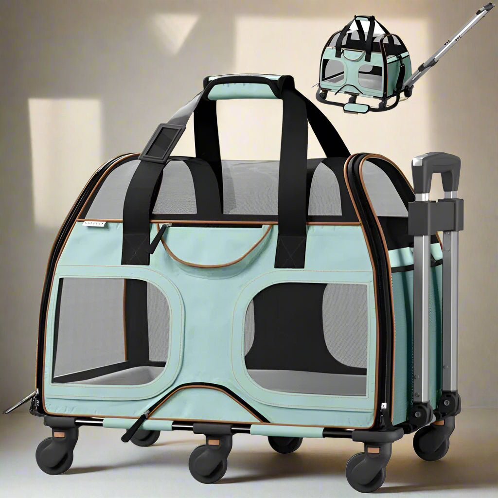Luxury Rider Chrishawn Pet Carrier with Removable Wheels and Telescopic Handle