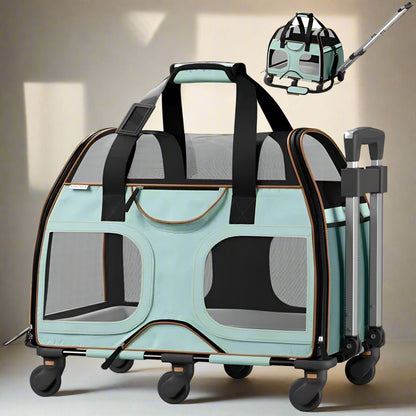 Luxury Rider Chrishawn Pet Carrier with Removable Wheels and Telescopic Handle