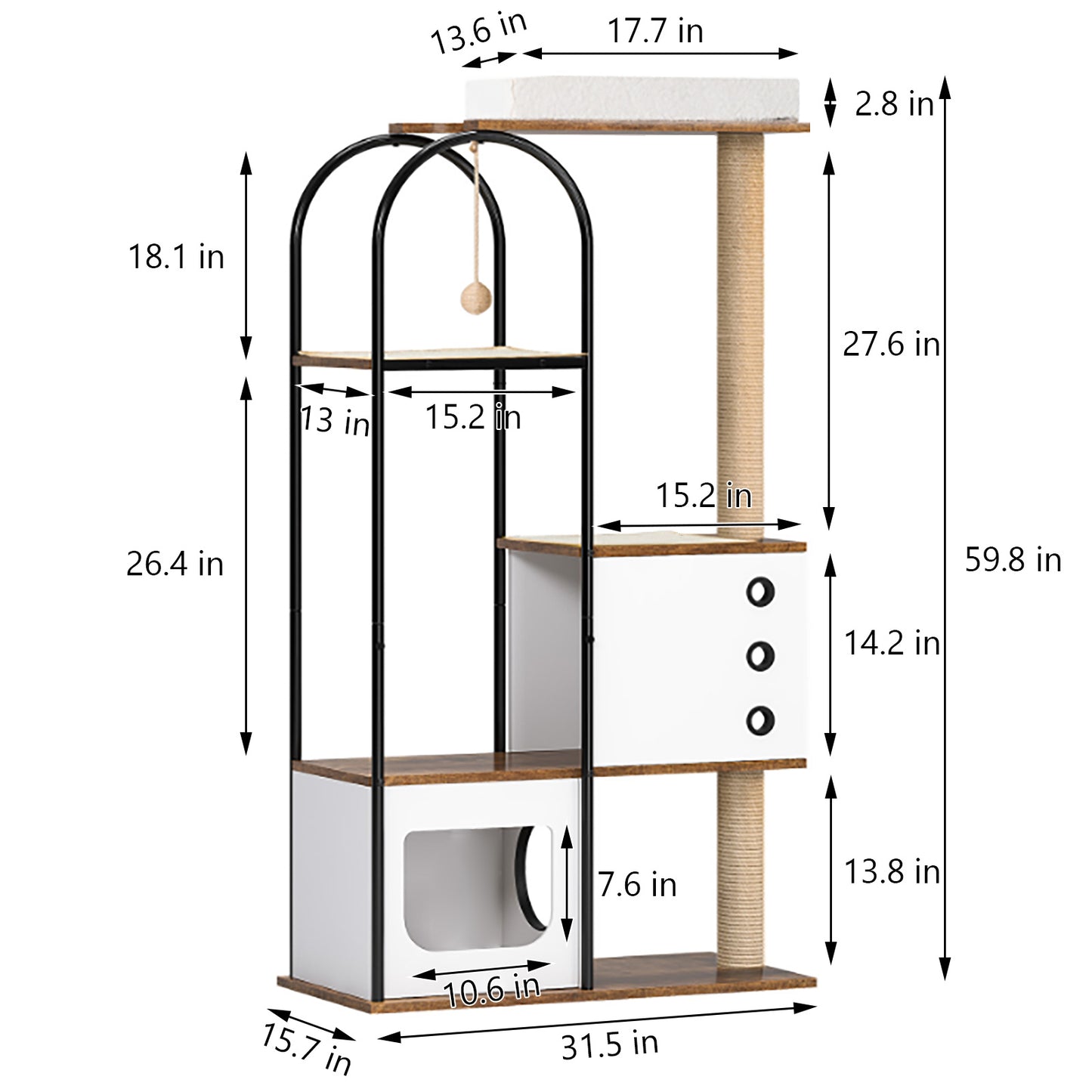 Cat Climbing Frame, Cat Tree, Modern Cat Tower, Multi-Level Cat Condo With 1 Cave, 2 Scratching Posts, Perch, for Indoor Cats