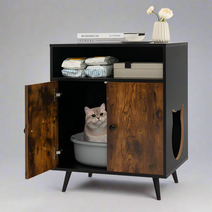 Industrial Cat Litter Box Enclosure with Entry and Open Compartment