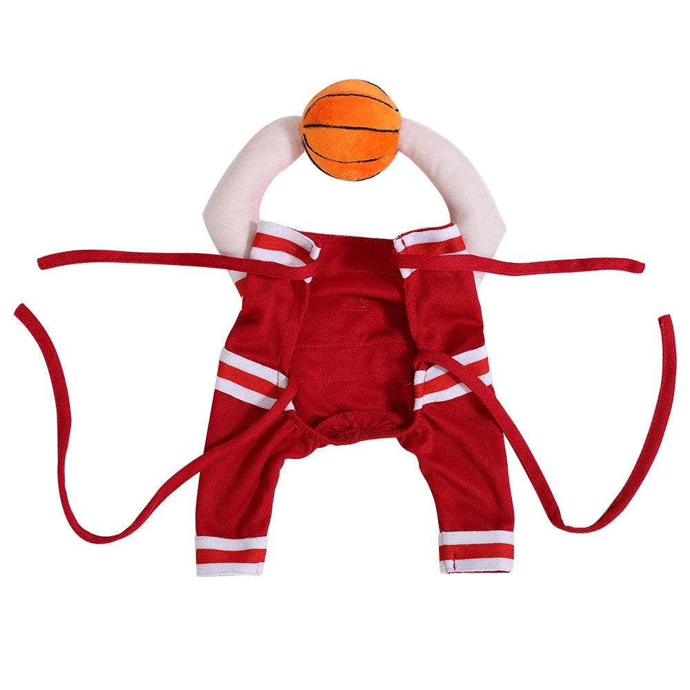 Pet Basketball Player Costume for Dogs & Cats Cute Kitten Sport Clothes with 3D Ball Breathable Adjustable Halloween Cat Outfits