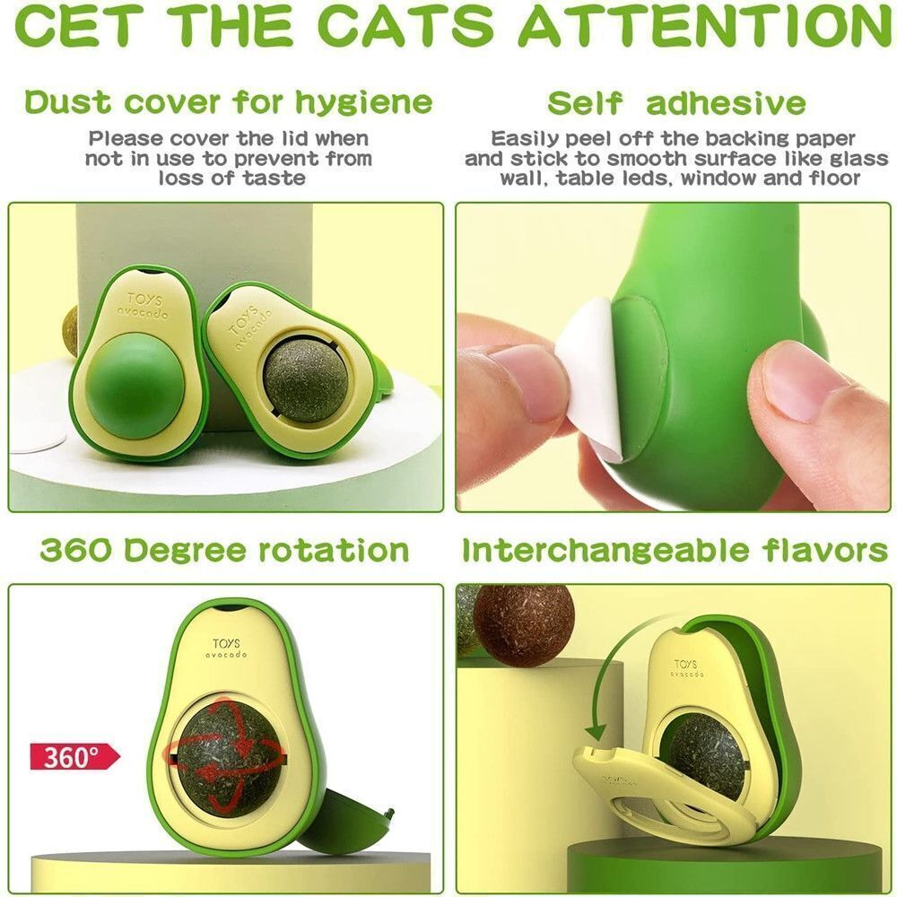 Cute Avocado Catnip Toys Cat Teeth Cleaning Toy - Interactive Pet Toys with Silvervine Ball for Cat Supplies