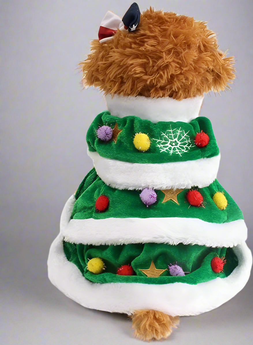Dog Cloak Pet Winter Clothes Christmas Tree Coat Cute and Warm Dog Costumes (Green, S)