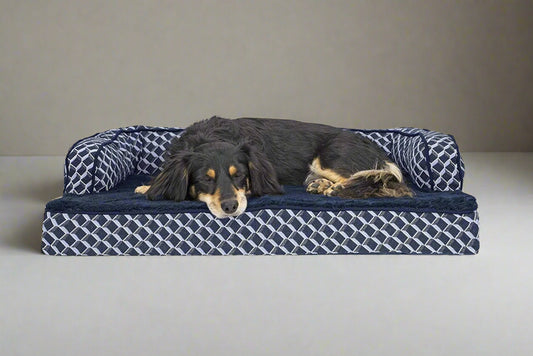 Orthopedic Dog Bed for Medium/Small Dogs W/ Removable Bolsters & Washable Cover, for Dogs up to 35 Lbs - Plush & Woven Decor Comfy Couch Sofa - Diamond Blue, Medium