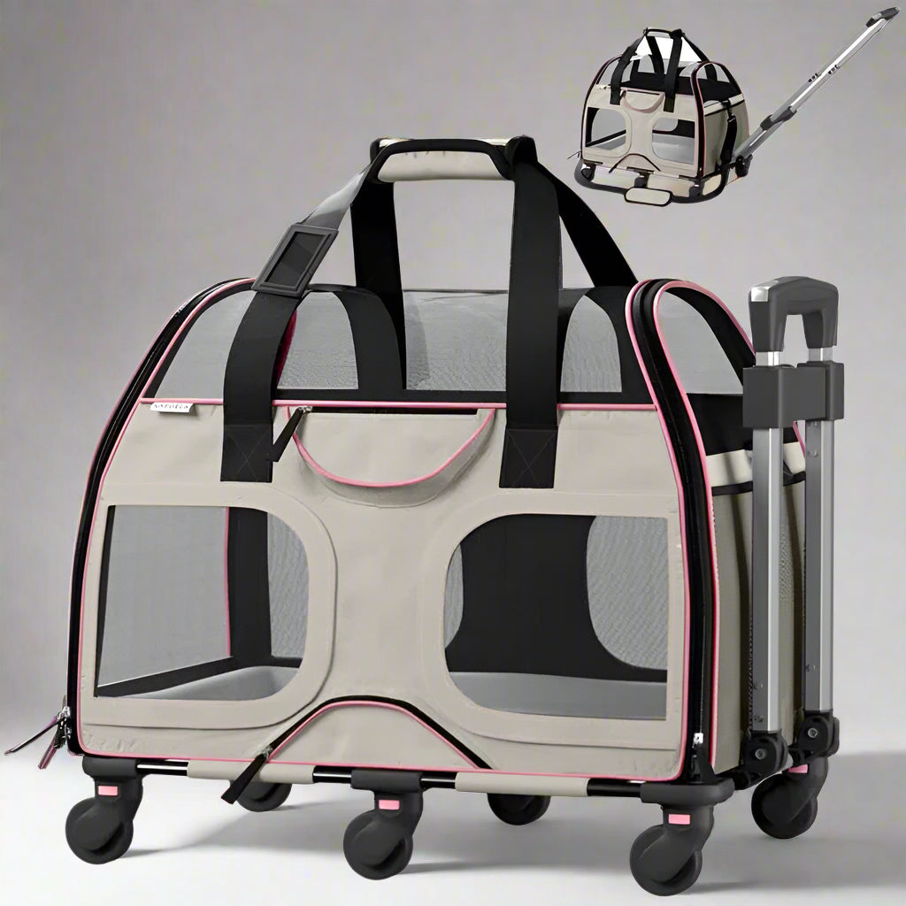 Luxury Rider Chrishawn Pet Carrier with Removable Wheels and Telescopic Handle