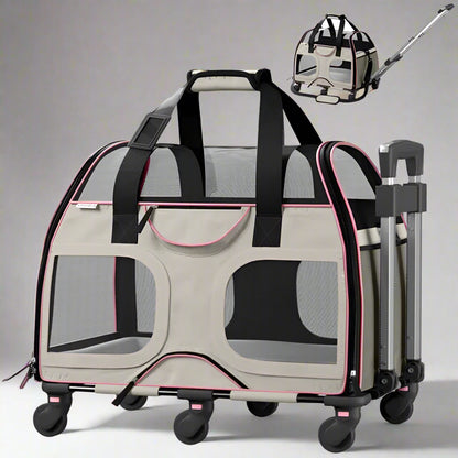 Luxury Rider Chrishawn Pet Carrier with Removable Wheels and Telescopic Handle