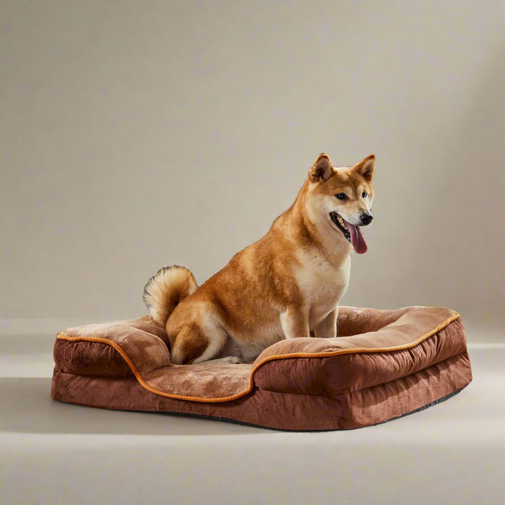 Dog Bed 24"X18" Orthopedic Dog Sofa Bed Small, Supportive Foam Pet Couch Bed with Removable Washable Cover, Brown