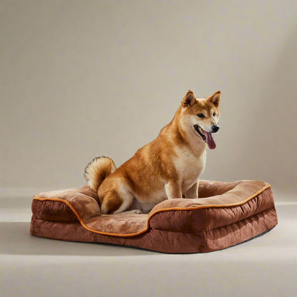 Dog Bed 24"X18" Orthopedic Dog Sofa Bed Small, Supportive Foam Pet Couch Bed with Removable Washable Cover, Brown