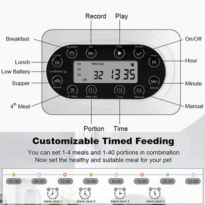 Cat Timing Feeder Smart APP Cat Feeder Stainless Steel Double Meal Pet Food Remote Feeding Automatic Dispenser Suitable Cats Dog