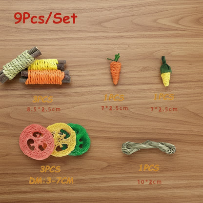 Rabbit Guinea Pig Dragon Cat Chew Toys Tooth Cleaning Toy for Bunny Hamster Tooth Grinding Set Pet Tooth Grinding Snacks