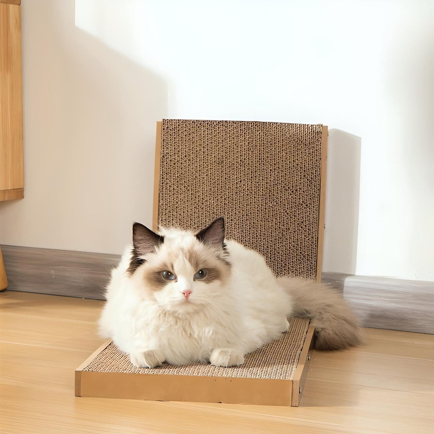L-Shaped Cat Scratching and Lounging Board - Multi-Functional Pet Furniture for Scratching and Relaxation