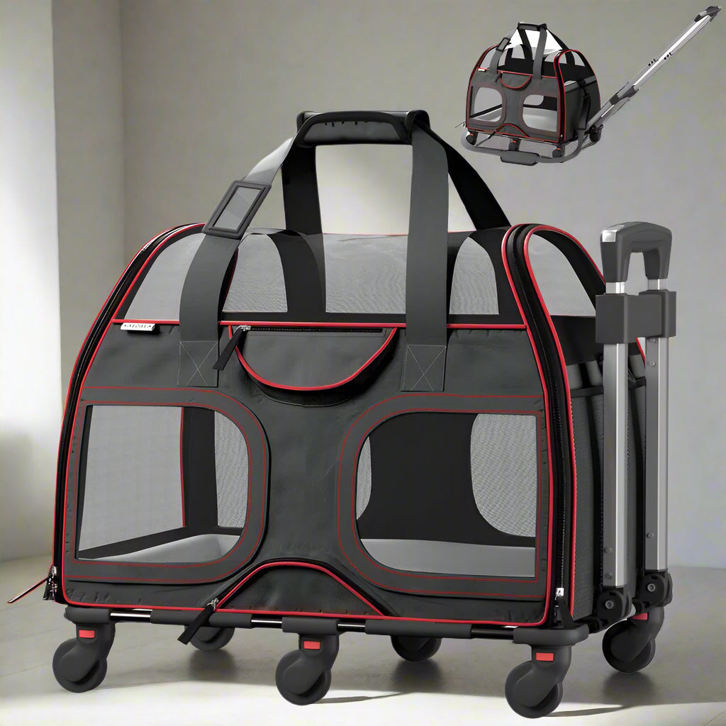 Luxury Rider Chrishawn Pet Carrier with Removable Wheels and Telescopic Handle