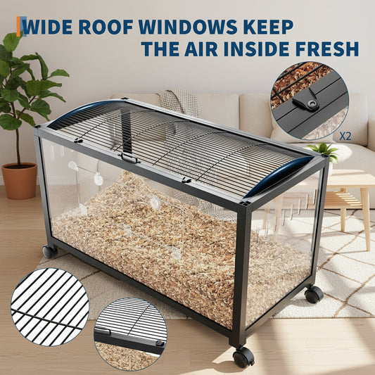 Hamster Cage with Wheels, Large Metal Rat Cage, Rodent Cage, Stackable with Top Access, Ventilated Pet Mice Cage