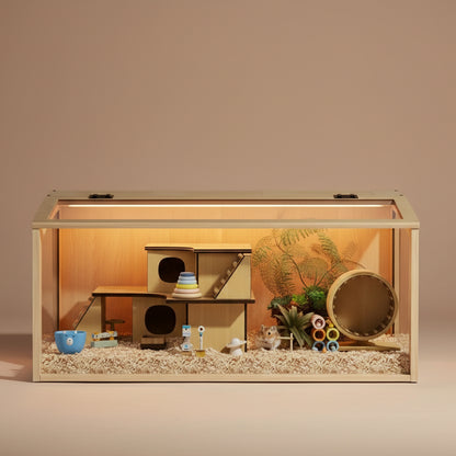 Wooden Hamster Cage for Gerbils Syrians Hamster with Openable Roof Pet Mouse Mice Rodent Small Animals Hutch Exercise Play House
