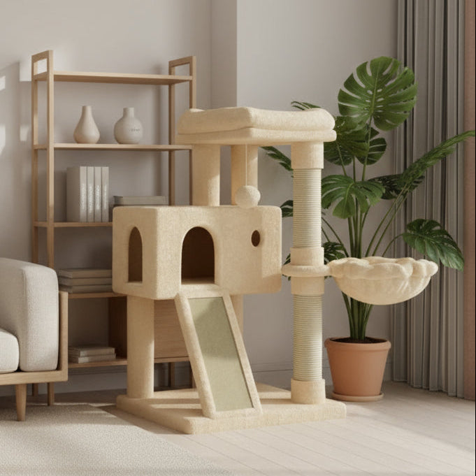 Gateshead 35.8'' H Cat Tree Condos and Scratching Posts Included, with Platform and Basket
