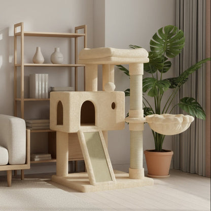 Gateshead 35.8'' H Cat Tree Condos and Scratching Posts Included, with Platform and Basket