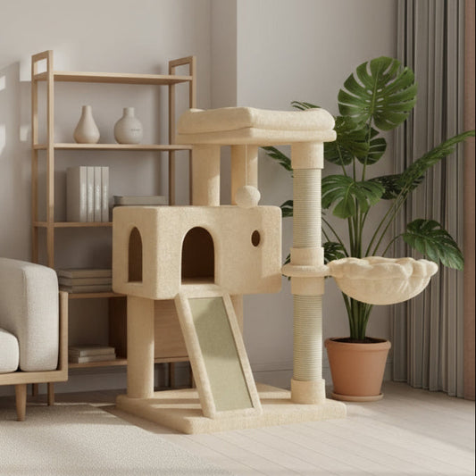 Gateshead 35.8'' H Cat Tree Condos and Scratching Posts Included, with Platform and Basket