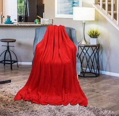 Fleece Blanket Red Small Plush Throw Blankets for Couch Flannel Soft Lightweight Microfiber Travel 50" X 60" (Red)