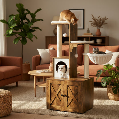 53" Kimmel Cat Tree with Litter Box Enclosure