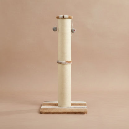 Extra Tall, Extra Wide scratching post with a beige background.