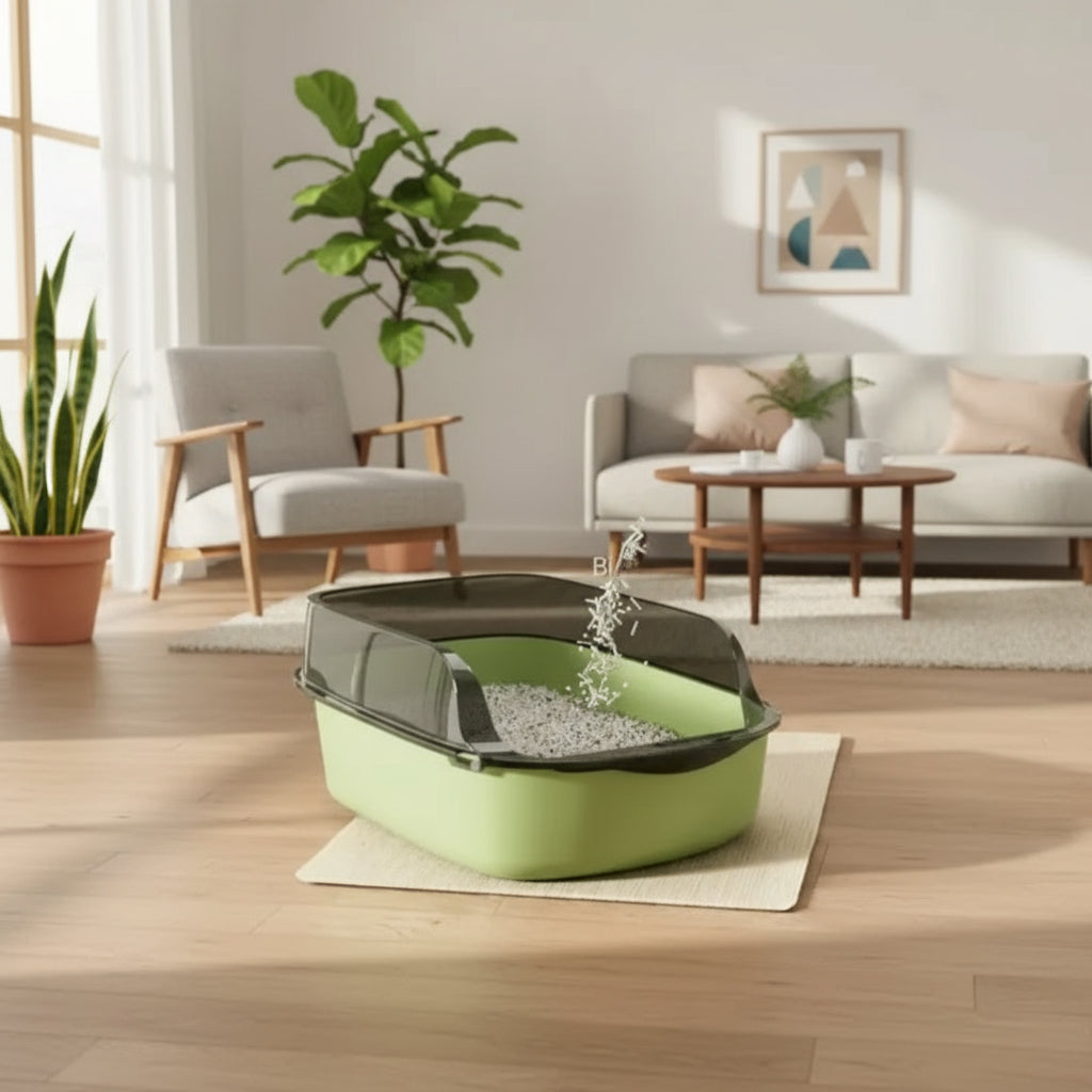 Open Cat Litter Box Thickening Kitty Sandbox Semi-Enclosed High Side Splashproof Pet Bedpans with Litter Scoop Cat Supplies