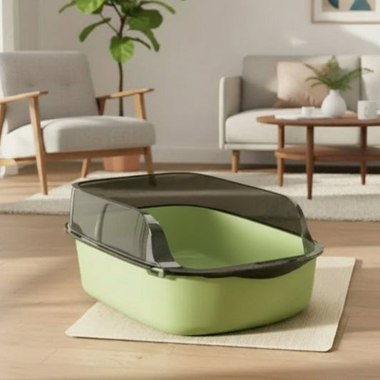 Open Cat Litter Box Thickening Kitty Sandbox Semi-Enclosed High Side Splashproof Pet Bedpans with Litter Scoop Cat Supplies