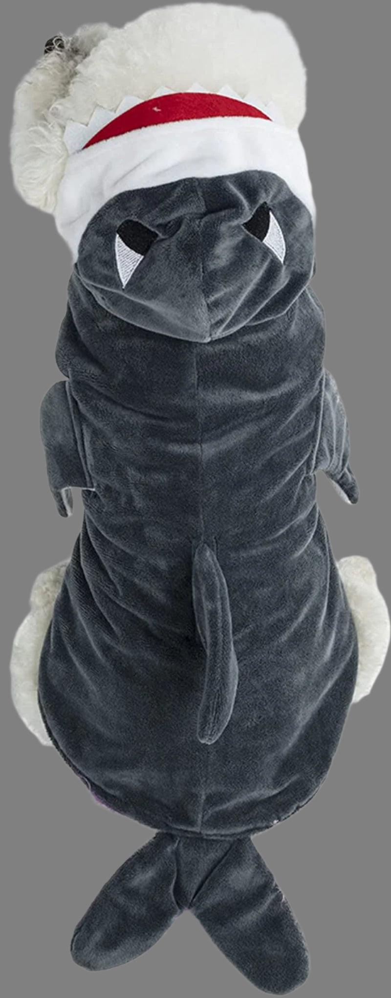 Funny Dog Cat Shark Costumes, Pet Halloween Christmas Cosplay Dress, Adorable Grey Shark Pet Costume, Animal Fleece Hoodie Warm Outfits Clothes (S Size)