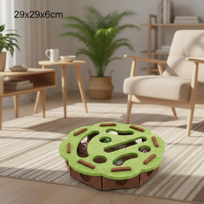 Pet Cat Puzzle Maze Holes Toys Felt Box with Bell Ball Kitten Playing Toys Interactive Funny Combination Set Cat Supplies