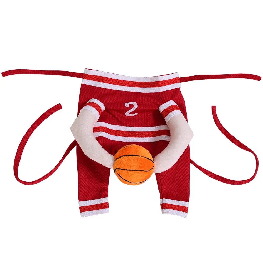 Pet Basketball Player Costume for Dogs & Cats Cute Kitten Sport Clothes with 3D Ball Breathable Adjustable Halloween Cat Outfits