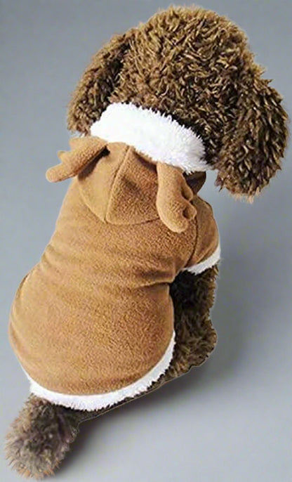 Christmas Reindeer Dog Costume, Winter Funny Pet Hoodies, Warm Puppy Clothes for Small Dogs Costumes (S)