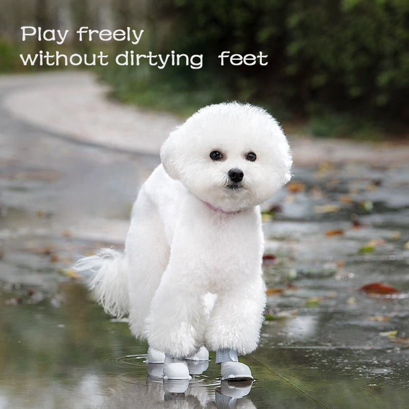 Dog Rain Boots 4Pcs Pet Dog Puppy Warm Waterproof Silicone Non-Slip Rain Boots Footwear Shoes Dog Cat Pet Toy Dog Rain Boots - Dog Rain Shoes, Cat Rain Boots, Waterproof Foot Cover, Soft Bottom Shoes