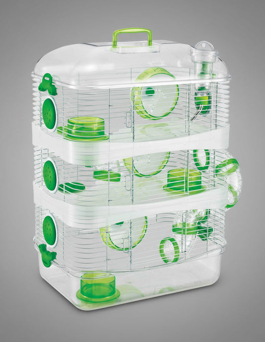 Acrylic Clear Expandable and Customizable 3-Solid Floor Levels Habitat Hamster Rodent Gerbil Mouse Mice Cage Clear Transparent