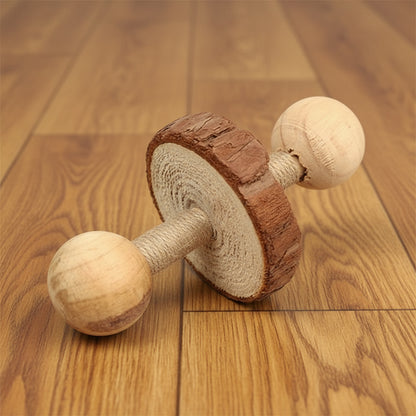 Cute Rabbit Roller Toys Natural Wooden Pine Dumbells Unicycle Bell Chew Toys for Guinea Pigs Rat Small Pet Molars Supplies